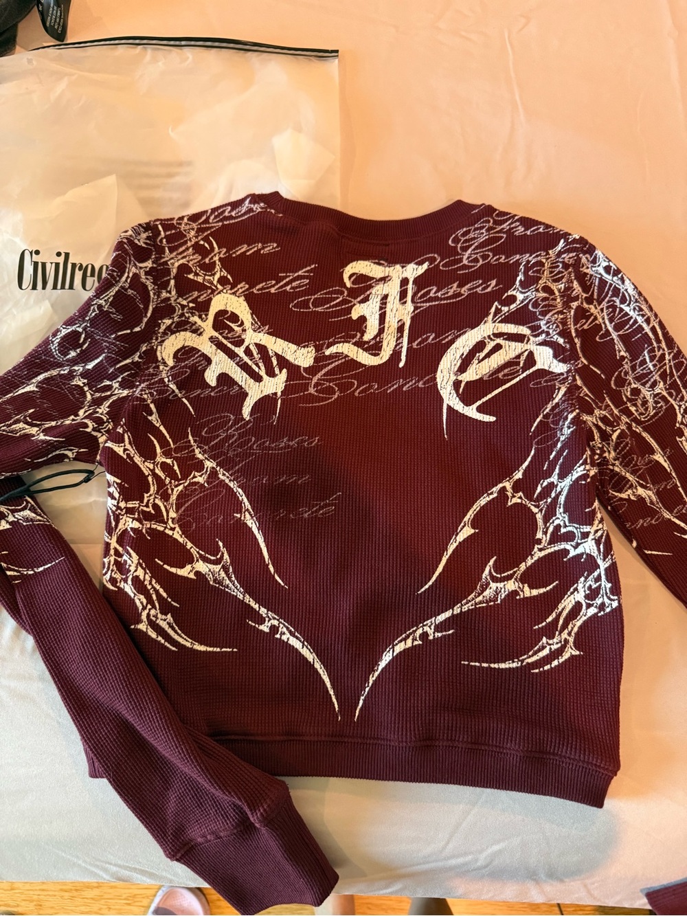 Civilregal Maroon Graphic Sweatshirt with White Script